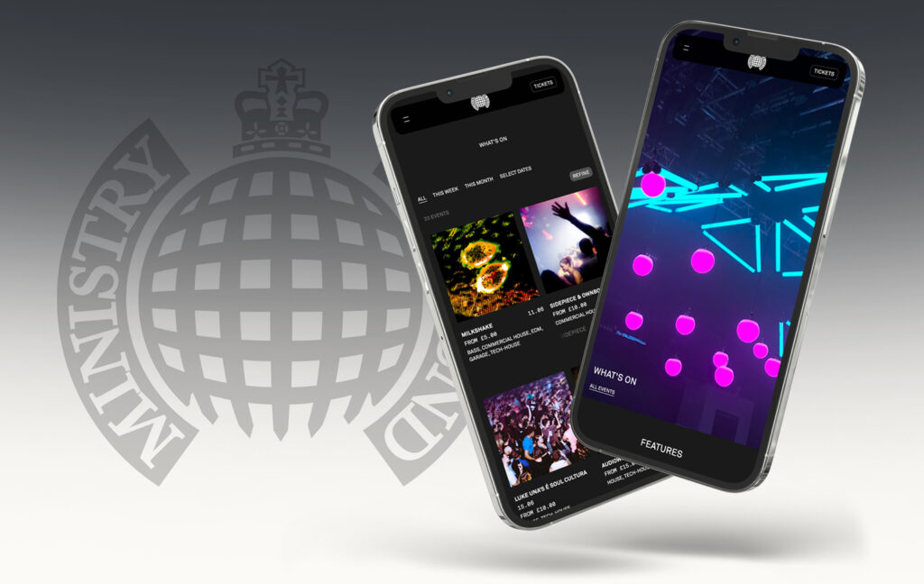 Mockup of new Ministry of Sound mobile-first website