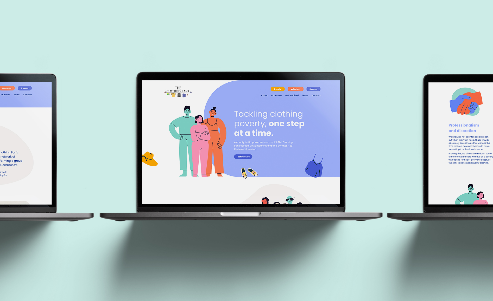The Clothing bank website on a Desktop
