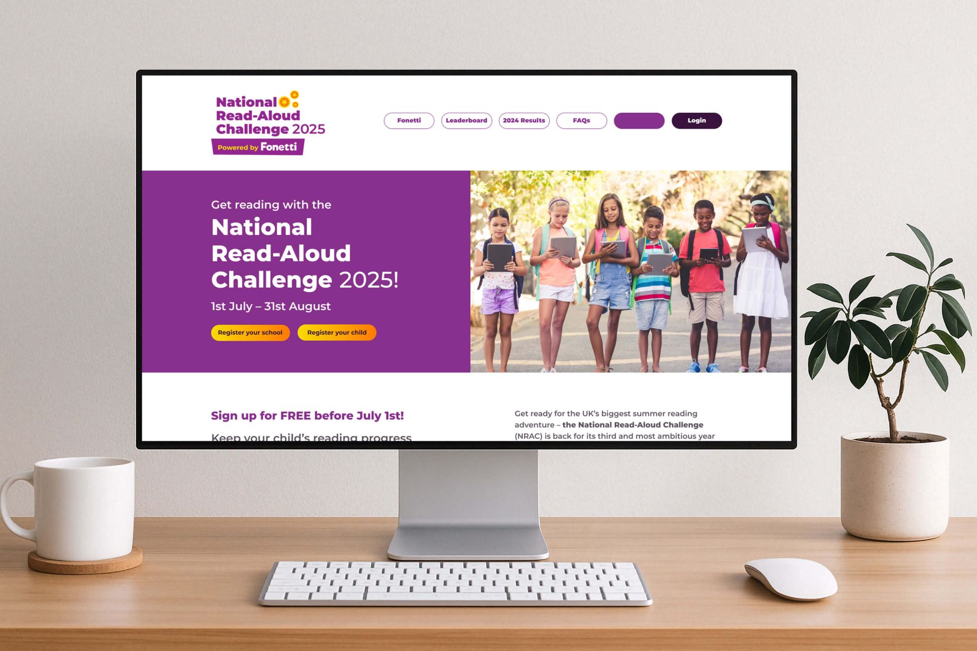 website mockup of national read aloud challenge