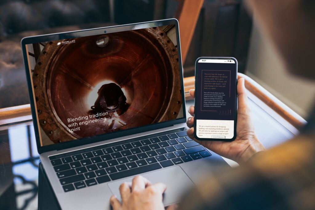 mcmillan coppersmiths website on laptop