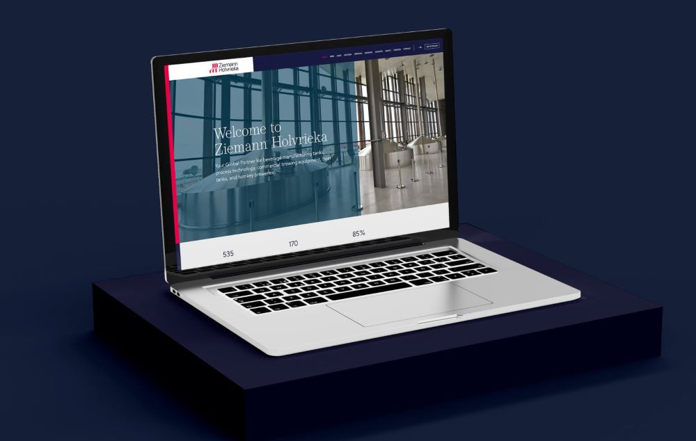 laptop mockup showing web design for Ziemann Holvrieka