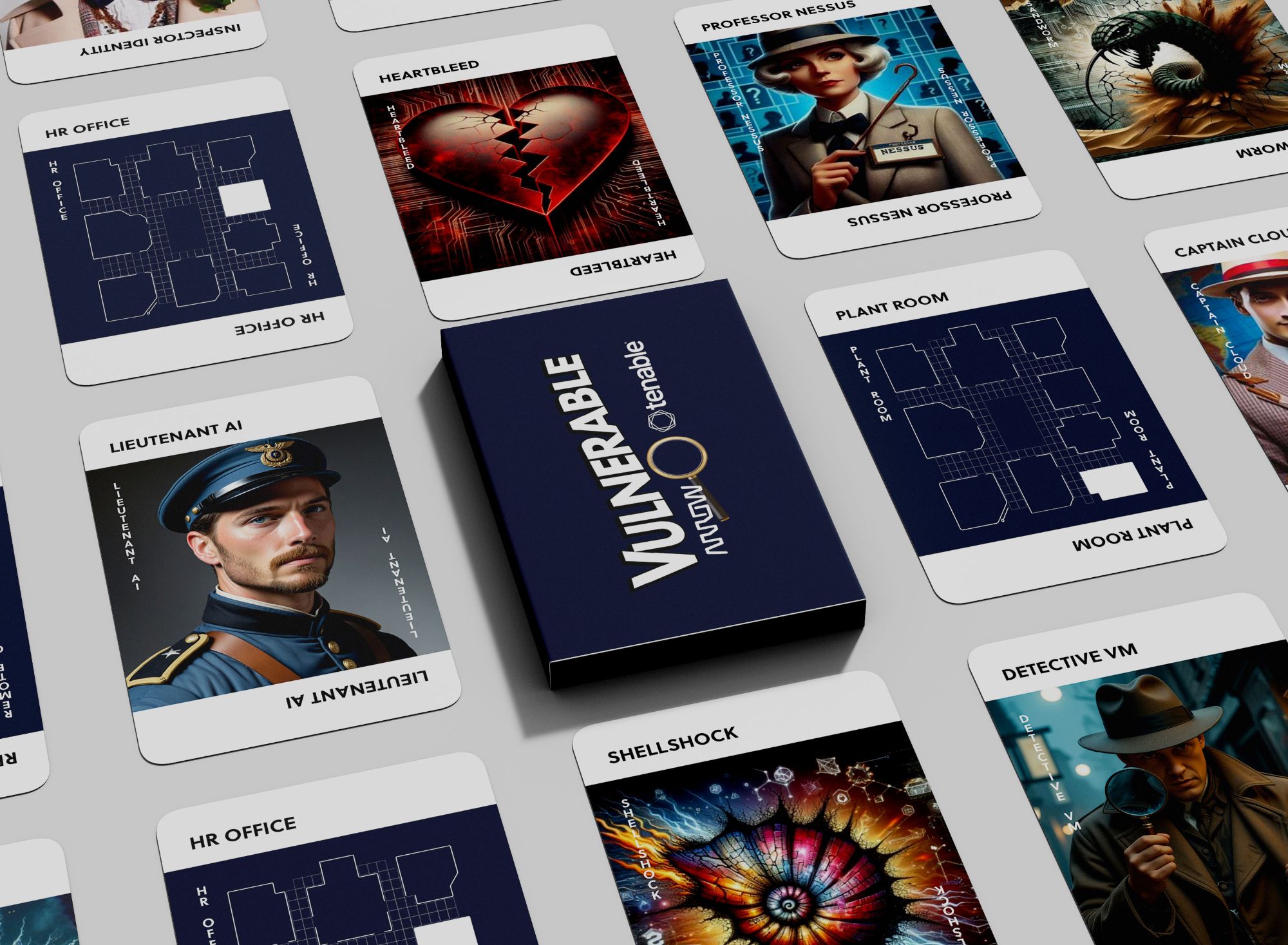 tenable branded cluedo board game cards