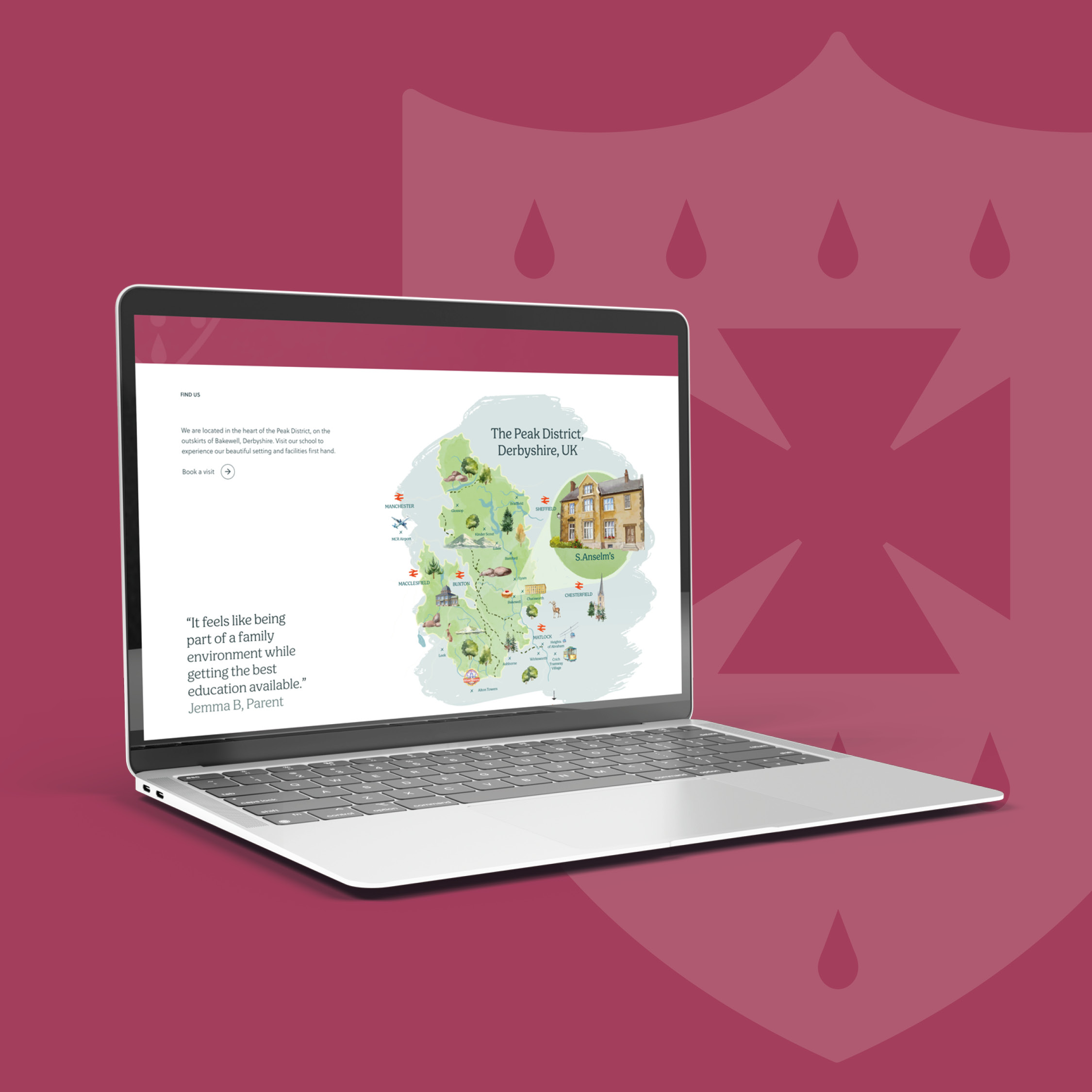 laptop mockup of school website